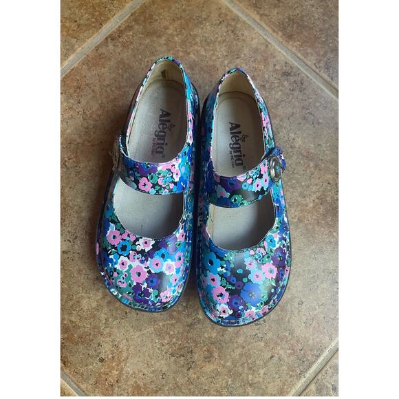 alegria mules blue floral sz 36 - Picture 1 of 8